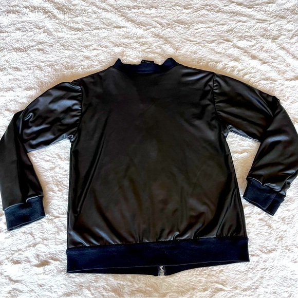 Flowers By Zoe Black Faux Leather Jacket with patches. Girls 6x - Picture 8 of 8